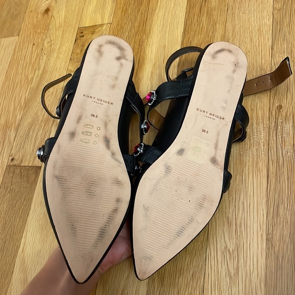 Kurt Geiger London Black Leather Rainbow Jewel Crystal Party Sandals - Picture 3 of 7